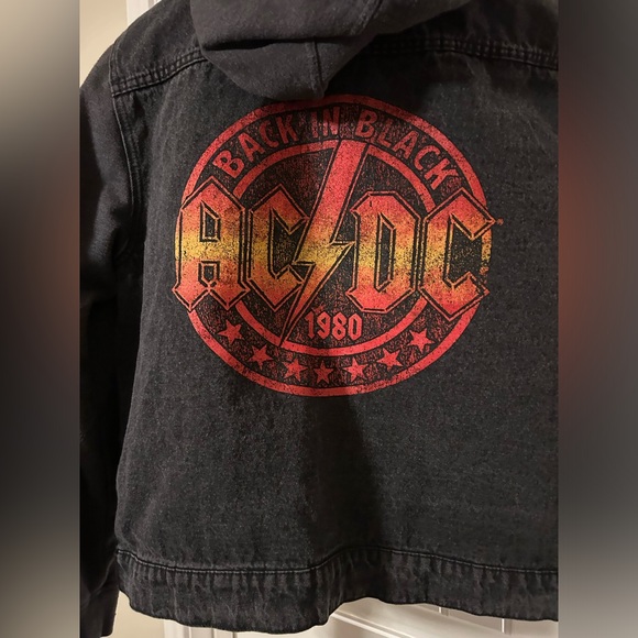 AC/DC Denim Jean Jacket Back in Black 1980 Tour With Hood Men’s L - Picture 6 of 8